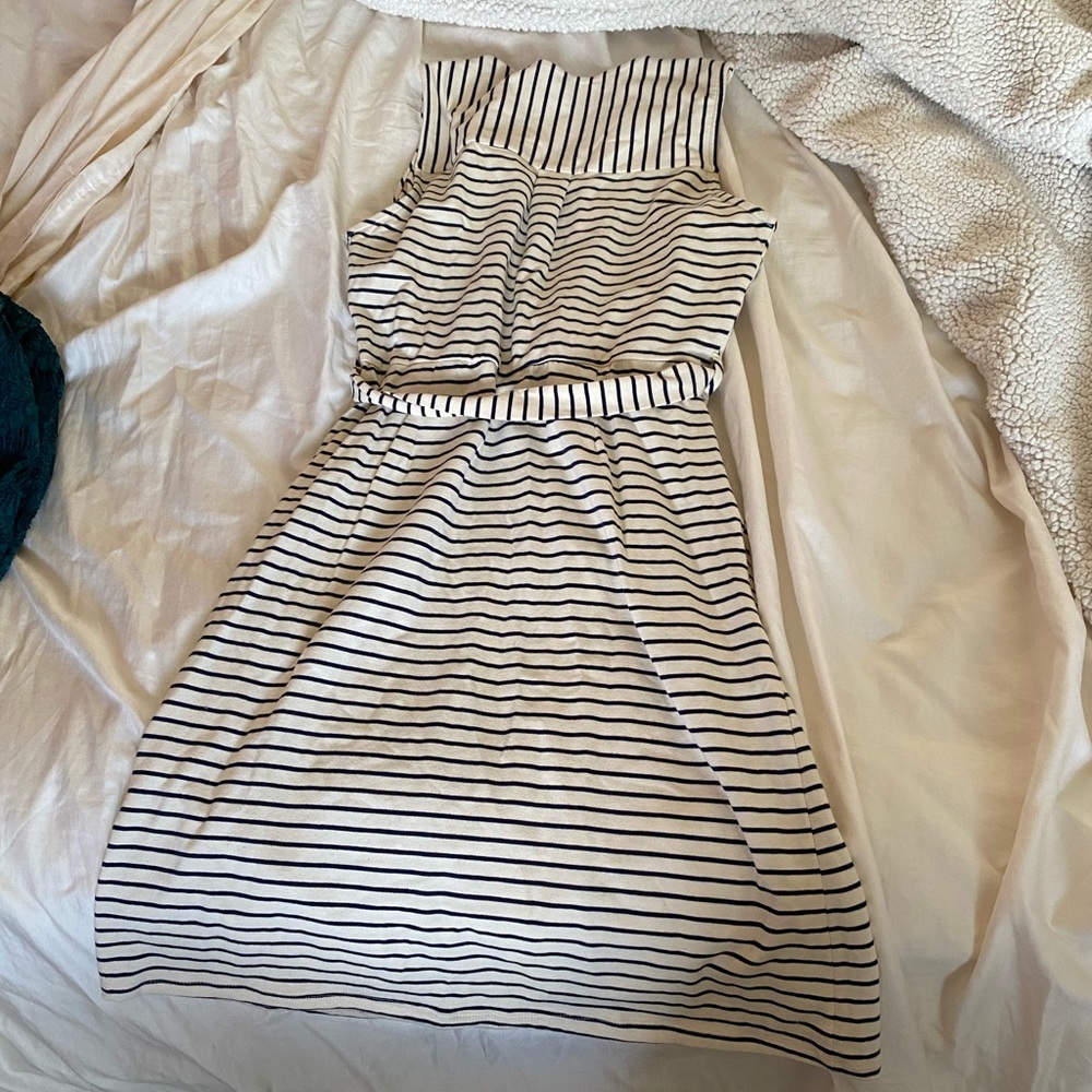 Nautical Blue & Cream White Striped Dress